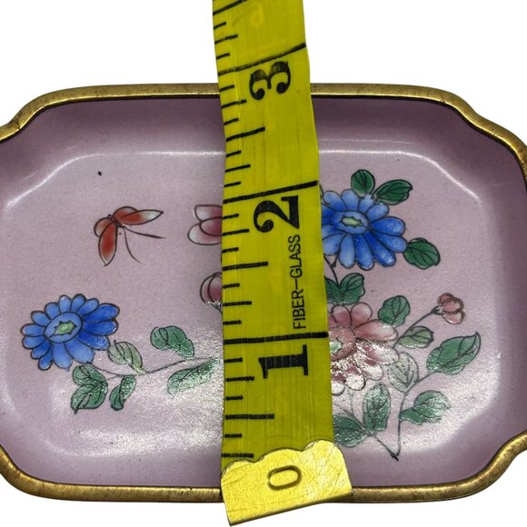 Vintage Hand-Painted Floral Pink Ceramic Trinket Tray With Gold Trim - Picture 6 of 7